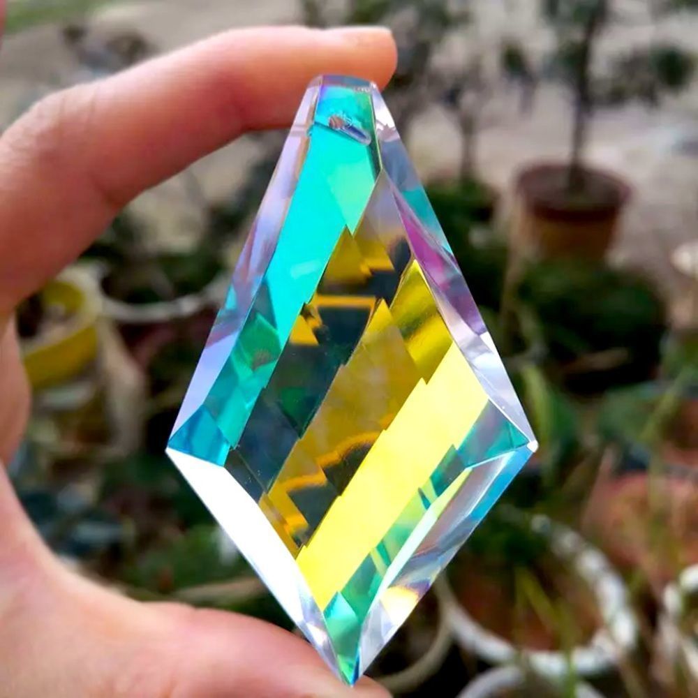 Amazing 76mm K9 Faceted Crystal Sun Catcher Aurora Borealis Prisms w/ Hole